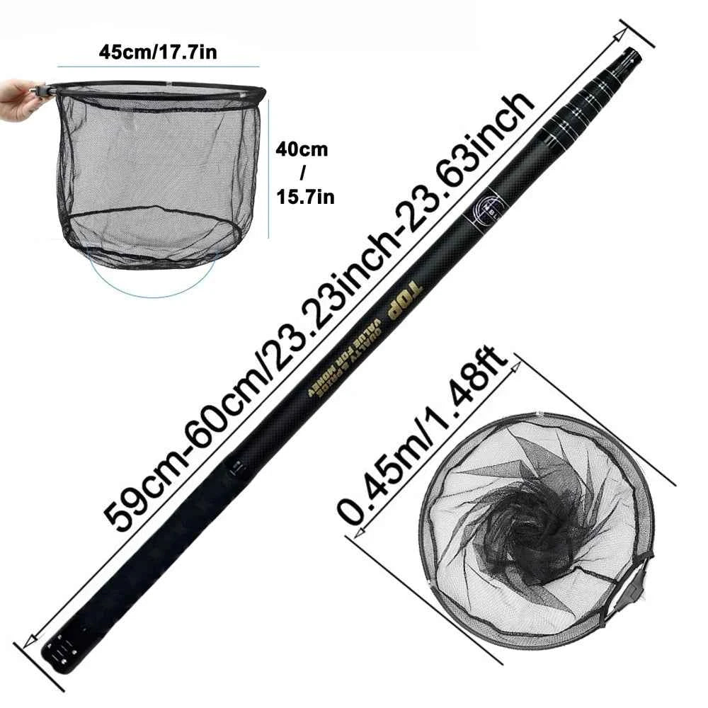 MBLN Brand,328cm/129inch Total Length,Ultralight Total 414g,Portable Landing Net,Carbon Net Handle,Aluminum Alloy net head