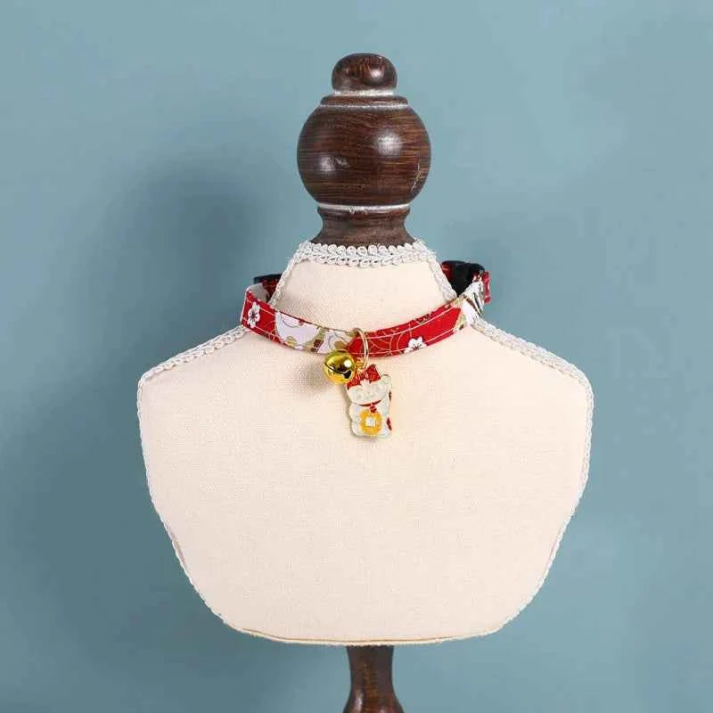 Adjustable Koi Bell Pendant Lucky Cat Collar Japanese Necklace Accessories Pet Supplies