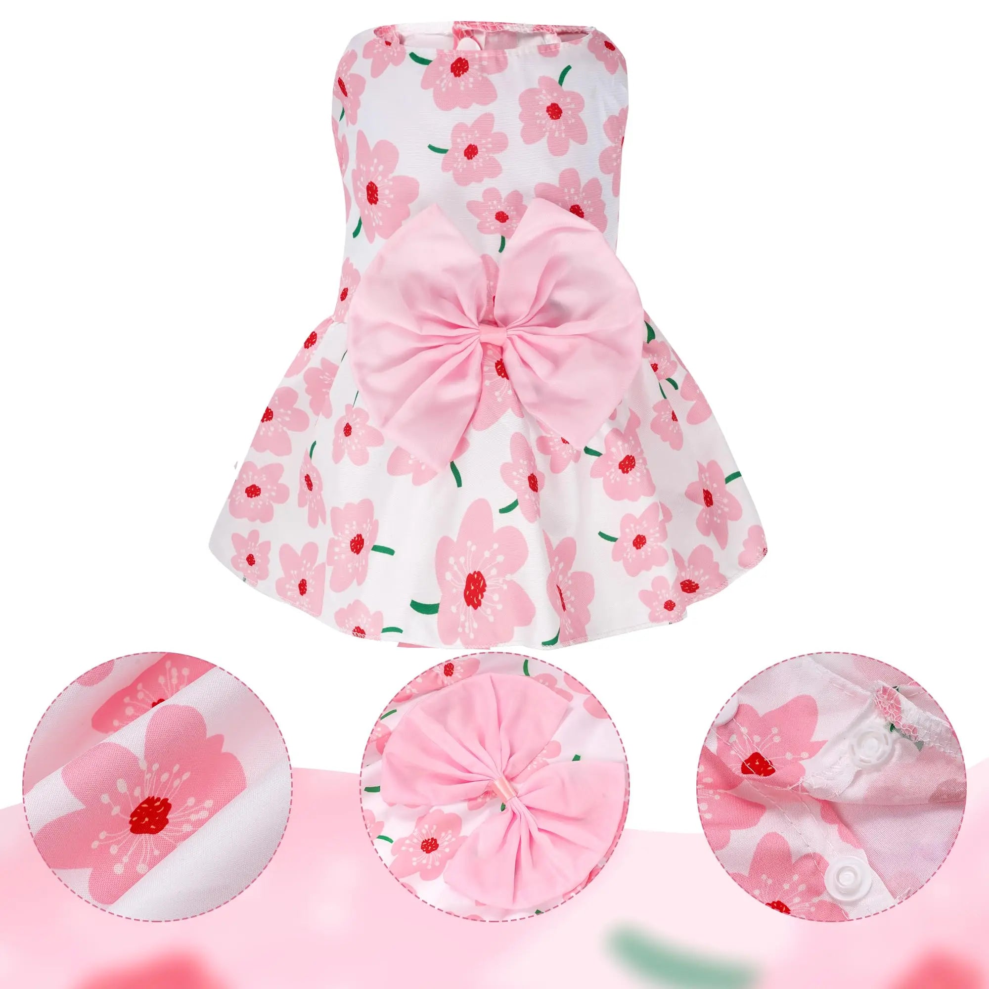 Summer Floral Dog Princess Dress Kitten Pet Skirt Cute Printed Bow Lace Dog Dresses for Small Medium Puppies Poodle Apparel
