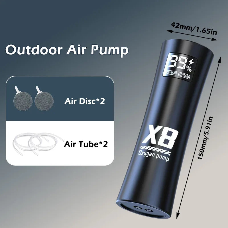 Aquarium Fish Tank Oxygen Pump Charging Dual-Purpose Air Pump Usb Lithium Battery Household Portable Fishing Mute 2400ma Outdoo