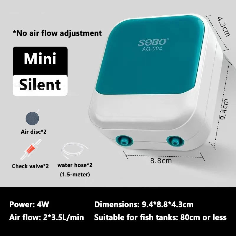 Aquarium Oxygen Air Pump Fish Tank Adjustable Air Volume High Power Oxygenator Air Compressor Aerator 220v