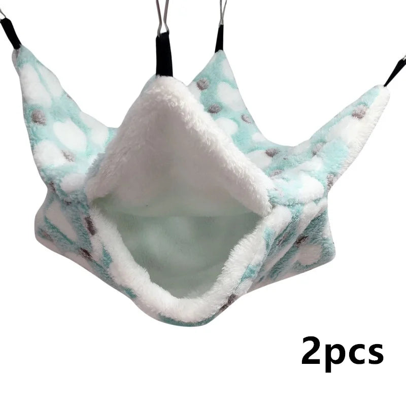 1/2pcs Hamster Hideout Cage Print Fleece Guinea Pig Sugar Glider Sleeping Bed Rodent Hammock Rat Little House Animals Supplies