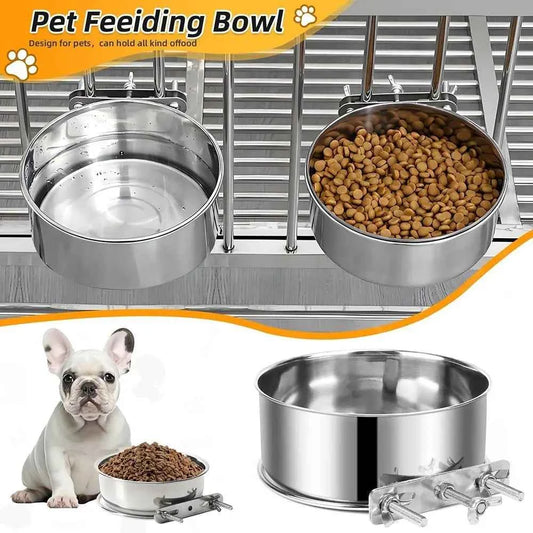New Stainless Steel Pet Bowl Anti-gnawing Hanging Dog Cage Bowls Feeder Dish Parrot Bird