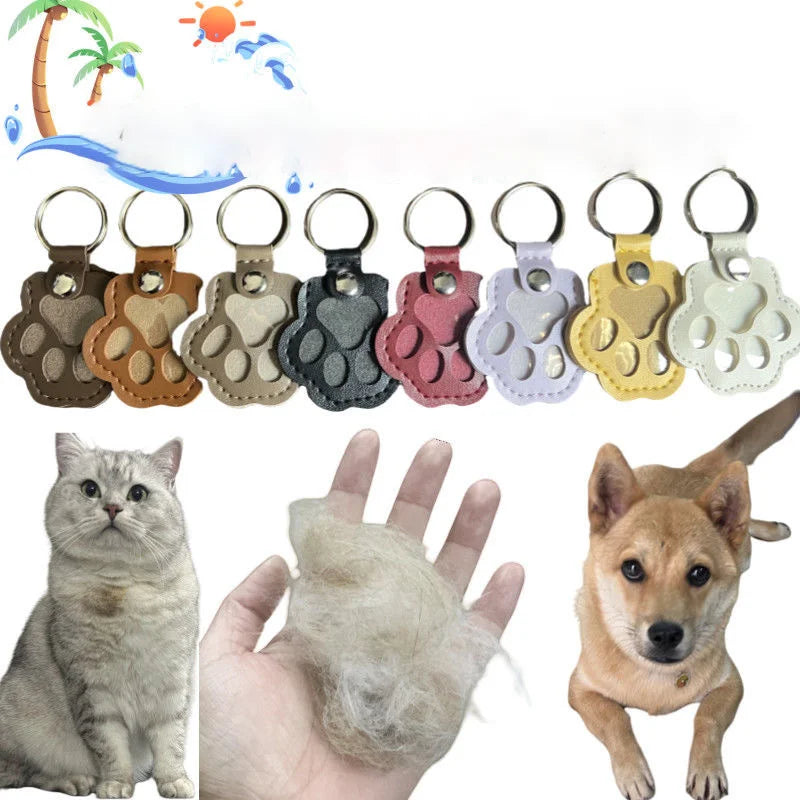 Pet Hair Memorial Keychain PU Leather Keepsake Locket for Cat Dog Fur Pet Hair Storage Pendant Handbag Hanging Accessories