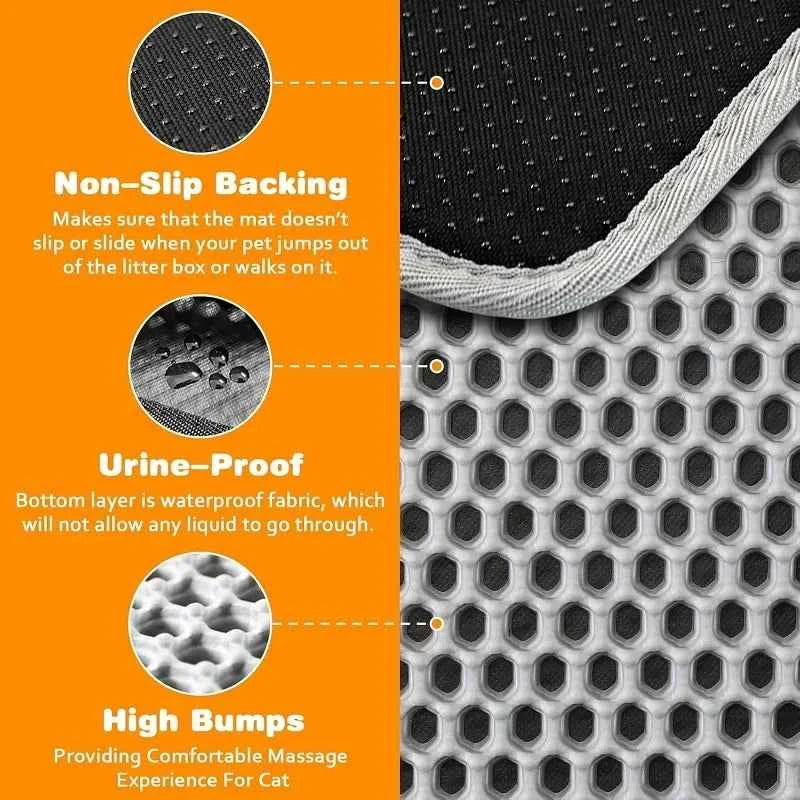 Cat Litter Mat Heavy Duty Waterproof 2 Layer Non Slip Washable Pet Floor Protector Litter Box Sand Stopper Pet Product