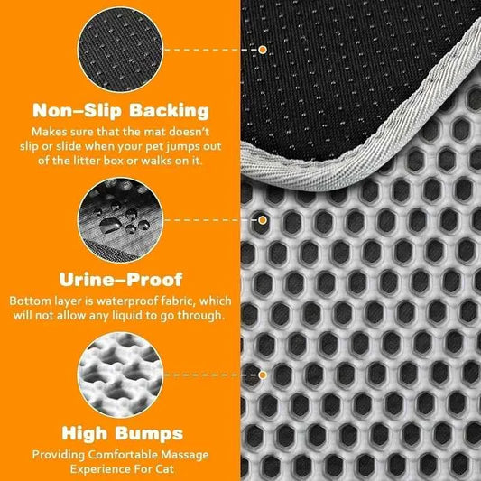 Cat Litter Mat Heavy Duty Waterproof 2 Layer Non Slip Washable Pet Floor Protector Litter Box Sand Stopper Pet Product