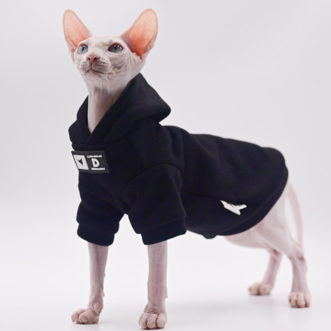 DUOMASUMI Cat Hoodie for Hairless Breeds - Fashion Spring/Fall Pullover for Sphynx, Devon Rex, Cornish Rex& Abyssinian Cats - Play Paws Toys