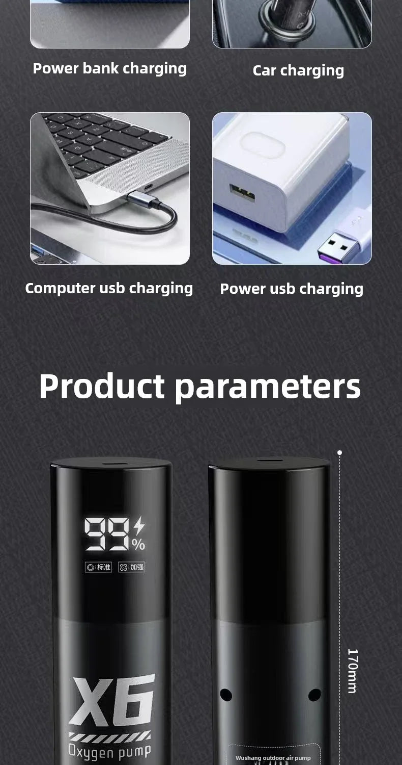 5W USB Rechargeable Oxygen Pump for Outdoor Fishing/Aquarium, Portable Aerator with 48H Runtime for Night Fishing