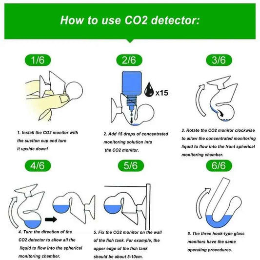 Aquarium CO2 Indicator Solution 15ml Fish Tank Long-Term Monitor CO2 Test PH Liquid ForAquatic Plants (Used with Drop Checker)