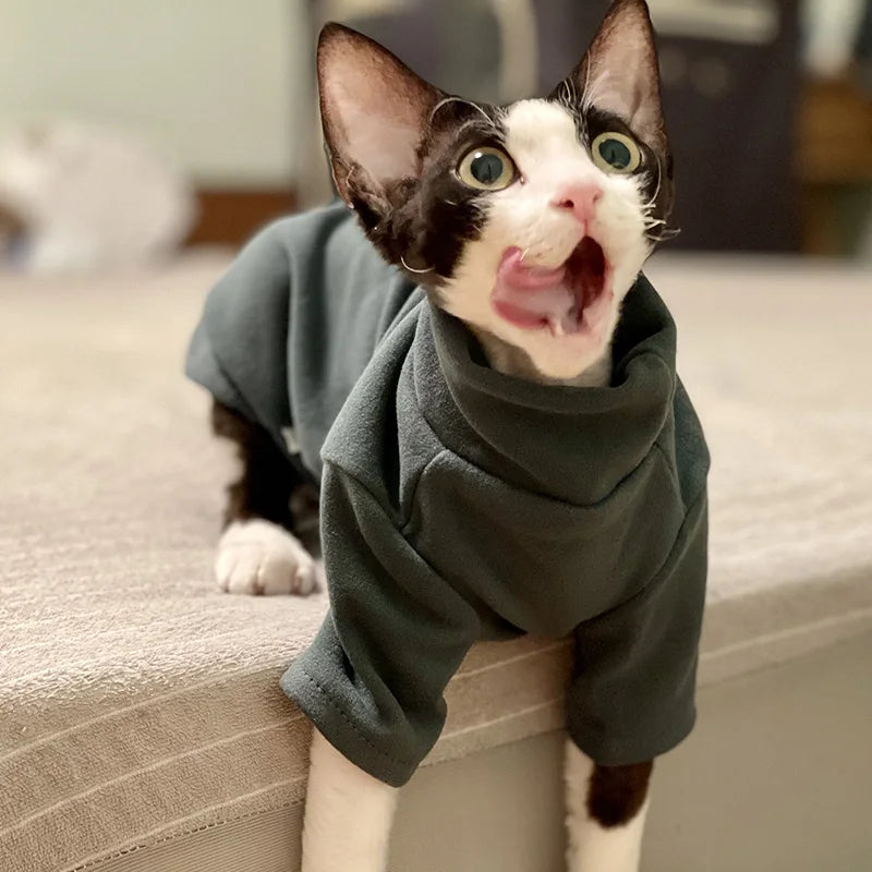 Sphynx Cat Clothes Baby Soft Cotton Fall Winter Kitten Small Dog Clothes for Cornish Devon Cat Costume Hairless Pet Clothes - Play Paws Toys