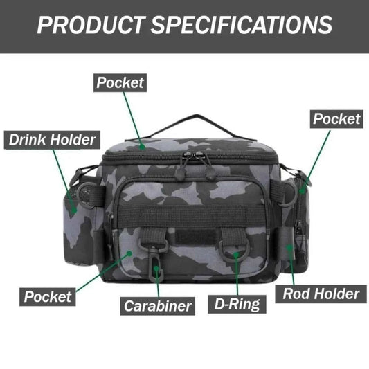 Fishing Gear Bag Waterproof Oxford Cloth Large Capacity Multi-Pocket Portable Fishing Accessories Organizer Waist Shoulder Pouch
