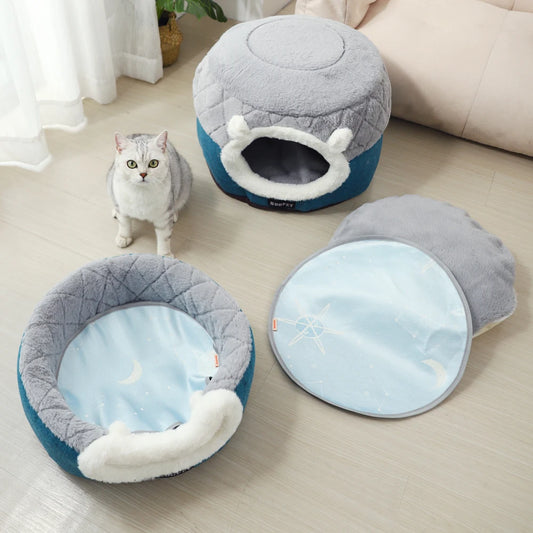 HOOPET Cat Bed House Soft Plush Kennel Puppy Cushion Small Dogs Cats Nest Winter Warm Sleeping Pet Dog Bed Pet Mat Supplies - Play Paws Toys