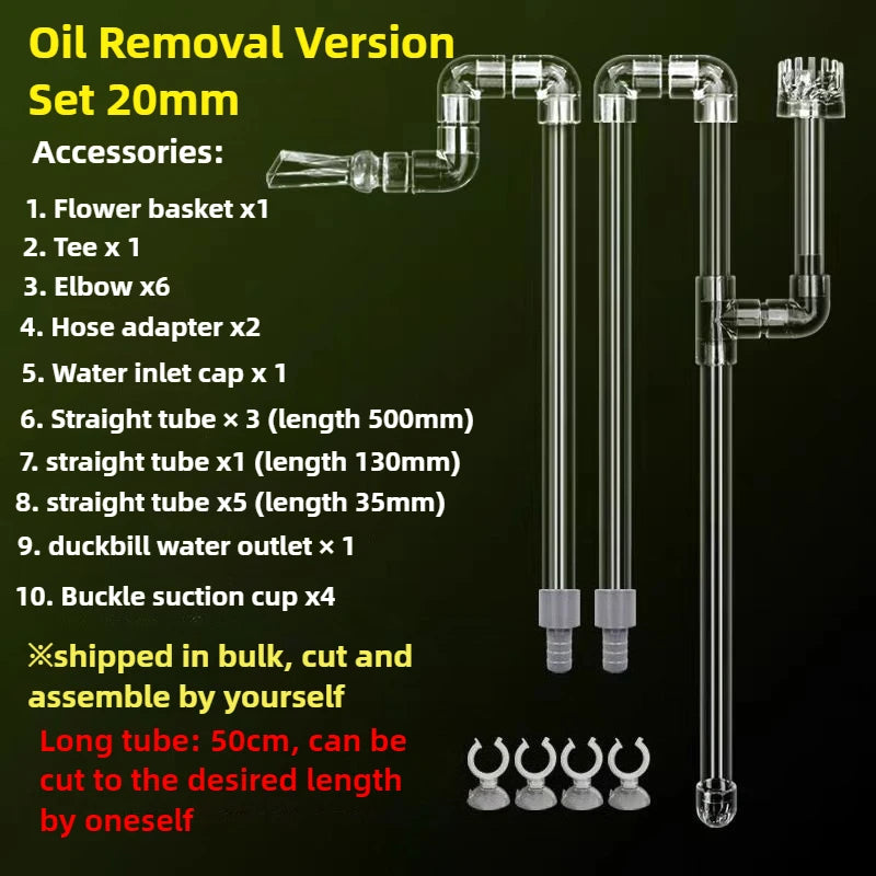Aquarium Inlet Outlet Lily Pipe DIY Clear Acrylic Water Skimmer Inflow Outflow Fish Tank Filter Accessories Fishbowl Equipment
