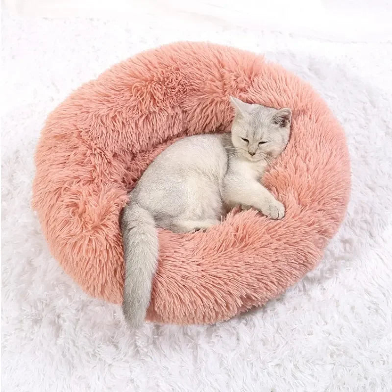 Super Soft Pet Cat Bed Plush Full Size Washable Calm Bed Donut Bed Comfortable Sleeping Artifact Suitable For Winter - Play Paws Toys