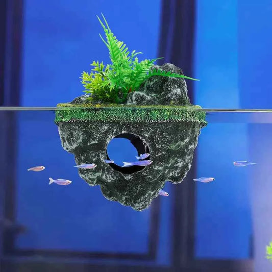Suspended Island Fish Tank Decorative Creative Floating Stone Simulation Aquarium Decoration Ornaments Aquarium Accessories 1pcs