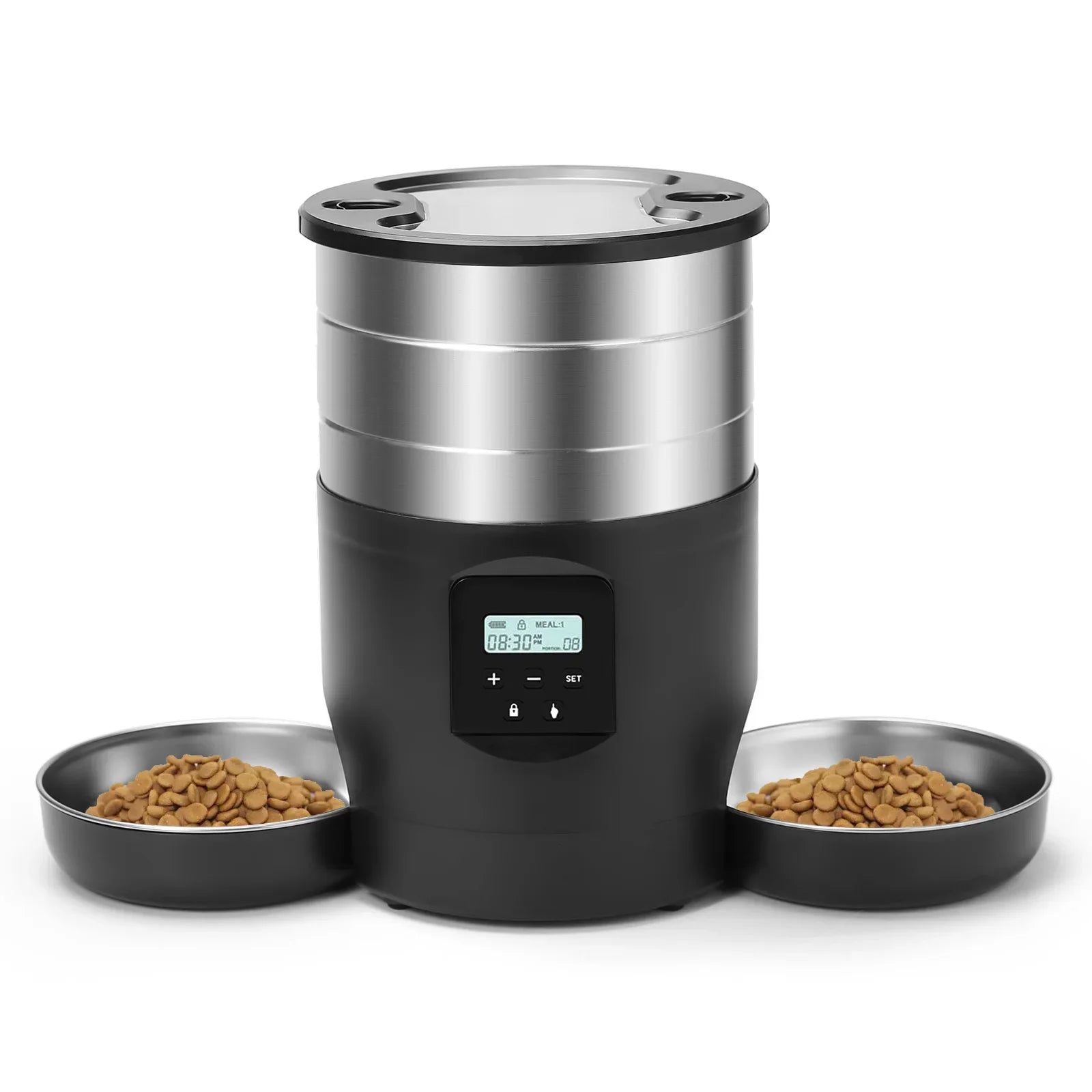 4.5L Automatic Cat Feeder With WiFi Button Smart Pet Cat/Dogs Food Dispenser Two Stainless Steel Bowls Feeder Pet Supplies