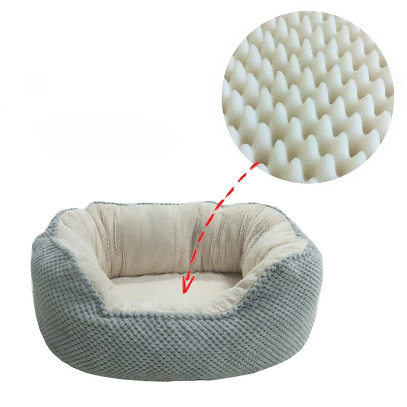 Pet Cage Dog Kennel Cat Sofa Wave Shape Cushions Plush Warm Dogs Beds Supplies Four-seasons Universal Pet Sleeping Accessories