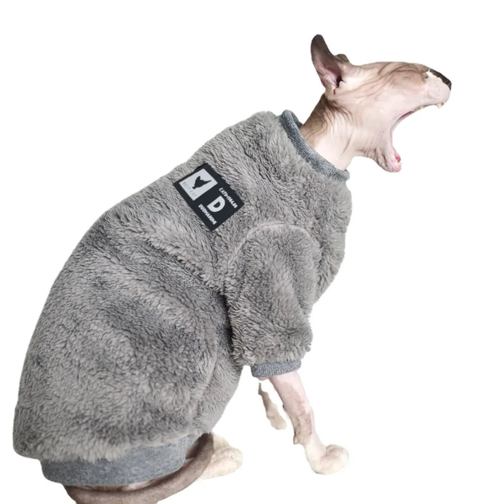 DUOMASUMI Soft Double-sided FluffY Winter Jacket Warmth Coat for cat Thickening Sphinx Sphynx Cat Clothes  Hairless Cat Outfits - Play Paws Toys