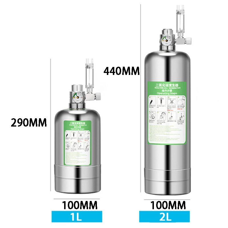 ZRDR Aquarium CO2 Generator Bubble Counter Electromagnetic Valve Steel Cylinder Raw Material Reaction Water Grass CO2 Generator
