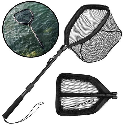 Floating Fishing Net Foldable Landing Net Easy Catch&Release with Telescopic Pole Rubber Coated Fish Net for Saltwater Freshwate