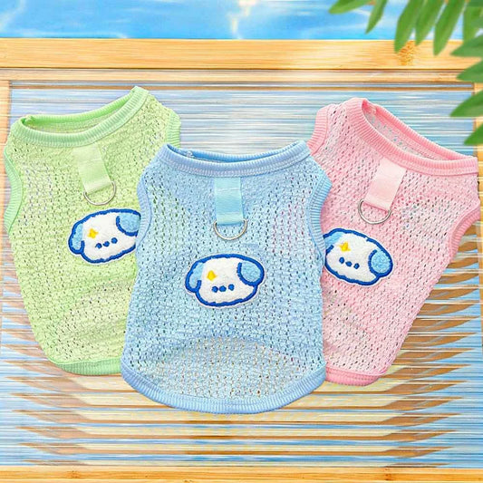 Cute Dog Cooling Vest Solid Breathable Mesh Thin Small Dog Summer Clothes  Bichon Medium Cat T Shirts Clothing Puppy Undershirt