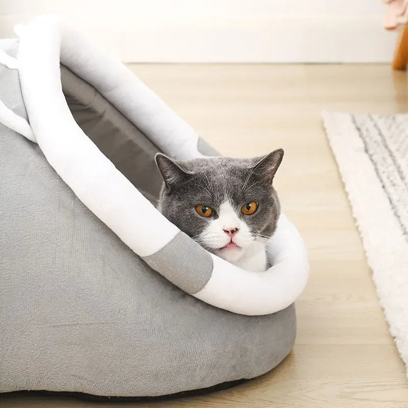 Pet Tent Cave Bed for Cats Small Dogs Self-Warming Cat Tent Bed Cat Hut Comfortable Pet Sleeping Bed Foldable Removable Washable - Play Paws Toys