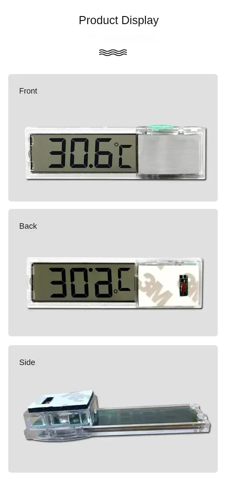 Aquarium Digital Wireless Thermometer Transparent LCD Display Temperature Gauge External Stick-on Electronic Water Thermometer