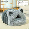 Enclosed Pet Bed Winter Warm Plush Hooded Cat Bed House with Cute Ears Indoor Nest Cave Comfort Kittens Hideaway for Small Dog - Play Paws Toys