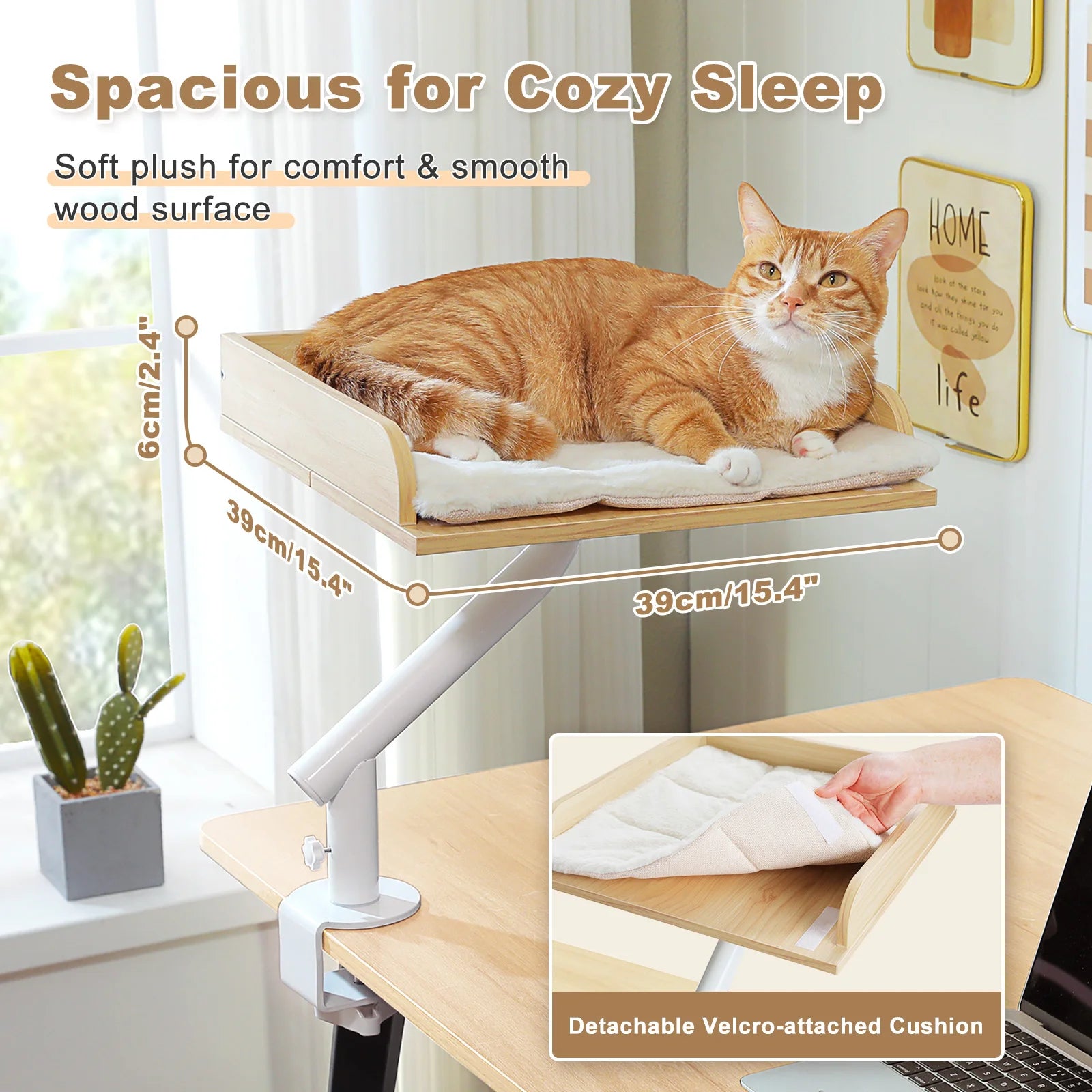 Cat Desk Bed, 360° Rotatable Cat Bed Stand for Indoor Cats, Adjustable Cat Basket, Cats Hammock for Table, Soft Cat Bed for Desk - Play Paws Toys