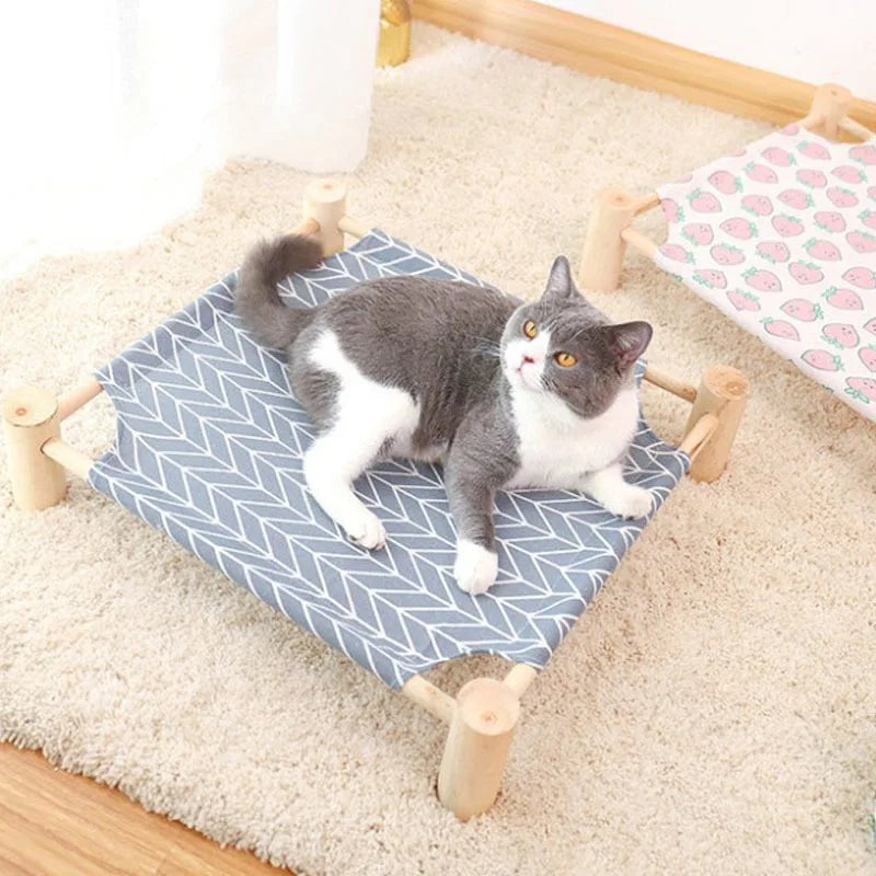 Cat Bed House Outdoor Universal Pet Bed Removable Breathable Pet Hammocks Bed for Cat Small Dog Durable Wood Frame Canvas Beds - Play Paws Toys