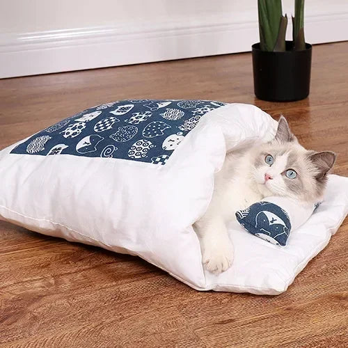 Kawaii Removable Cats Bed House Home Supplies Products for Adult Cats Large Pet Dog Bed Cat's House Cave Comfortable  Food Cute - Play Paws Toys