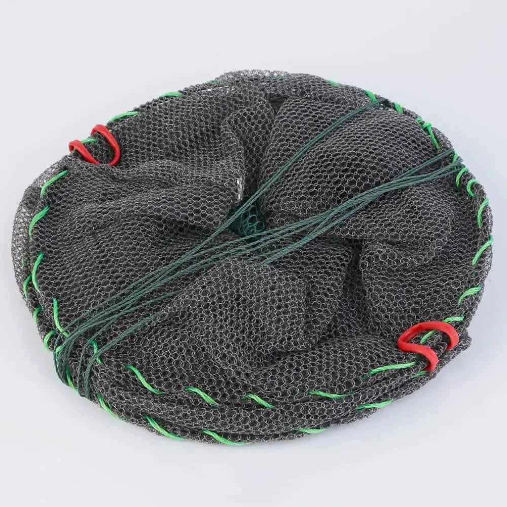 1pcs Telescopic Foldable Steel Wire Nylon Fishing Net Crayfish Crab Trap Shrimp Lobster Cage Collapsible Portable Fold Network