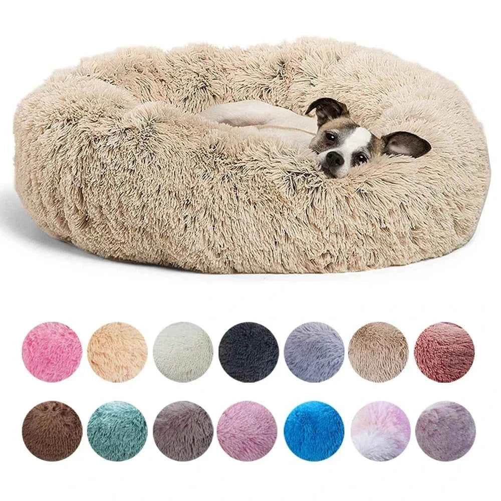 Round Large Dog Bed Winter Warm Plush Dog Bed for Medium Dog House Sleeping Dog Kennel Removable Small Cat Sofa Accessories