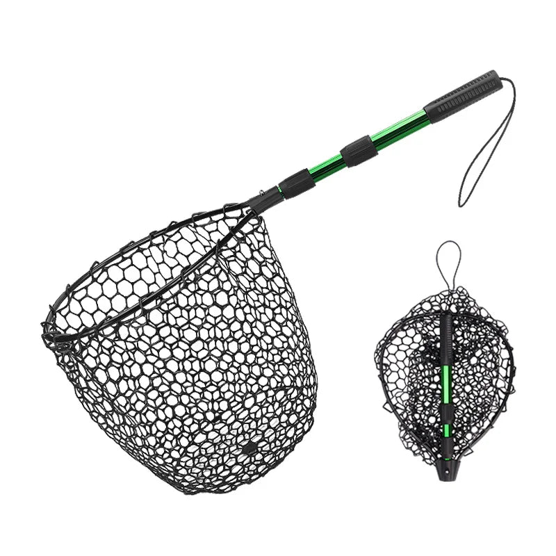 WEIHE 1pcs folding net 16# aluminum alloy net rod silicone net pocket telescopic net stream