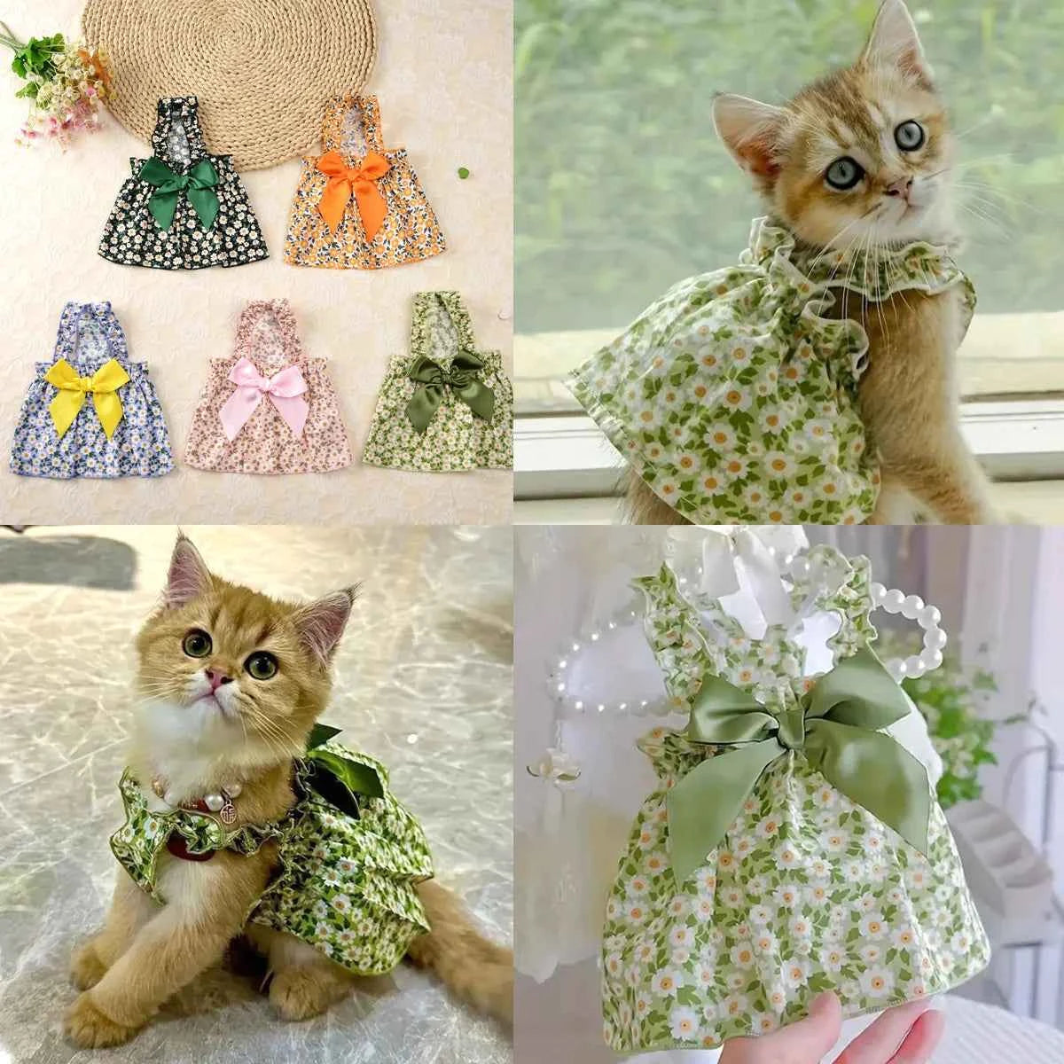 1 Pc Pet Dress Dog&Cat Summer Dress  Yomantic Floral Pattern Suitable For Birthday Wedding Party Outfits