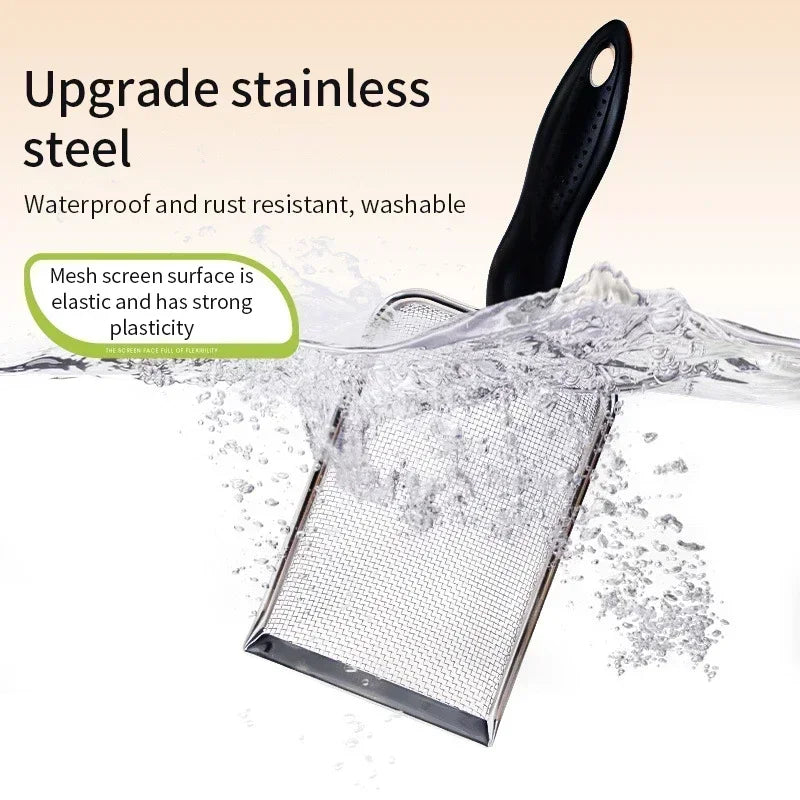 Cat Litter Scoop Fine Hole Stainless Steel Small Hole Cat Poop Shovel Tool Metal Dog Scoop Cleaning Brush AntiRust Litter Shovel