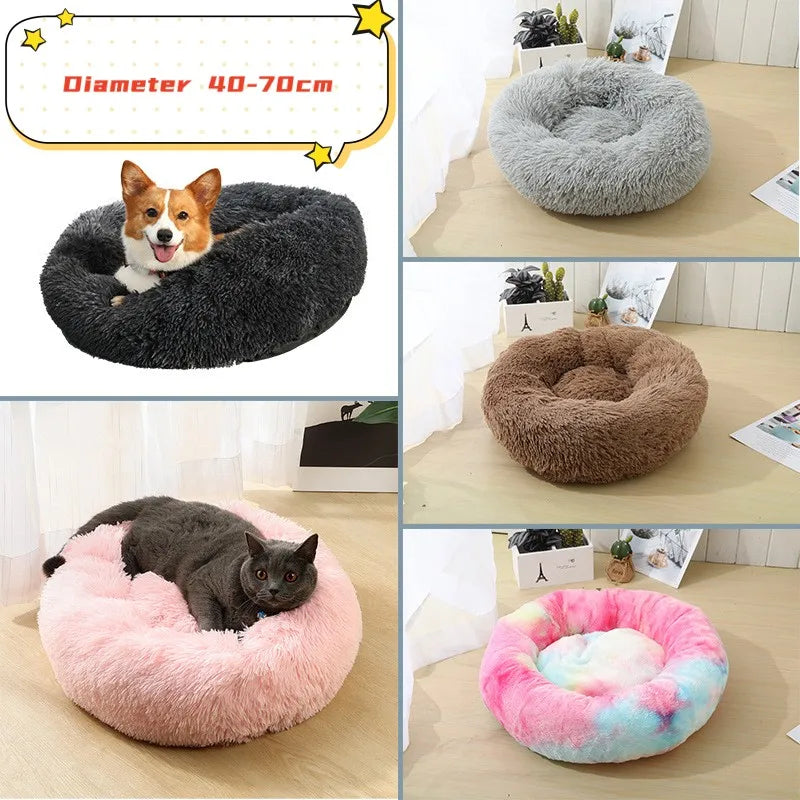 Super Soft Pet Cat Bed Plush Full Size Washable Calm Bed Donut Bed Comfortable Sleeping Artifact Suitable For Winter - Play Paws Toys