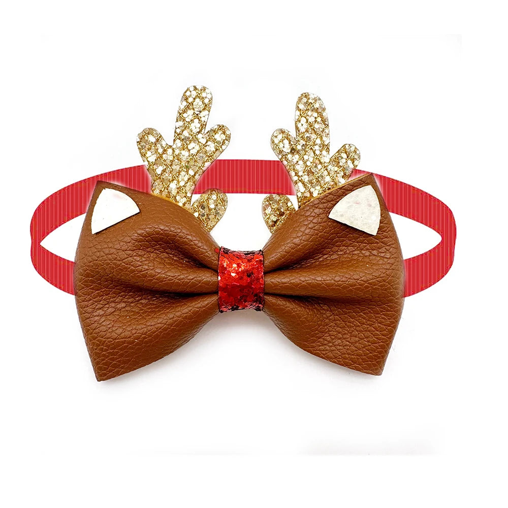 30pcs Christmas Pet Dog Bow Tie Adjustable Pet Collar Snowman Deer Style Dog Necktie for Small Dog Grooming Pet Acessories