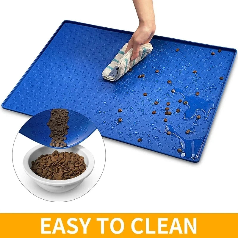 Pet Placemat Cat Dog Drinking Feeding Placemat Feeder Mats Cat Feed Mat Dog Food bowl Mat Silicone Waterproof Pet Bowl Pad - Play Paws Toys