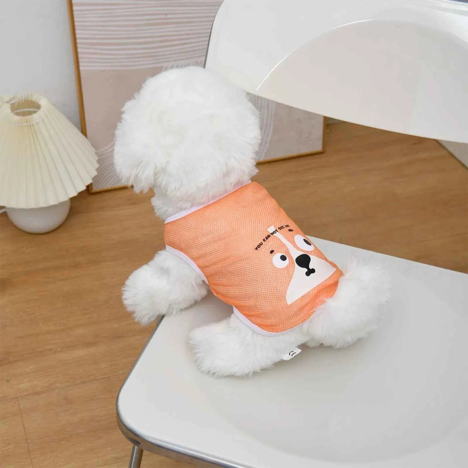 Dog Clothes Summer Cool Mesh Dog Vests Tank Top Compared To Bear Golden Hair Thin Breathable Cartoon Print XS-6XL