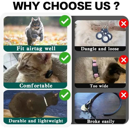 Cute Cat Collar Airtag Breakaway Reflective Kitten Collar with Bell for Apple Air Tag Holder Bell Nylon Silicone Collar for Cats