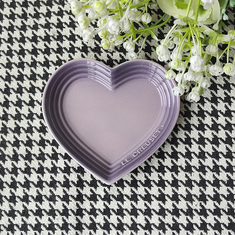 Ceramic Cat Bowl Extra Heart-Shaped Wide Anti Vomiting Stress Free Design12cm Durable Ceramic Pet Bowl for Small Cats Dogs