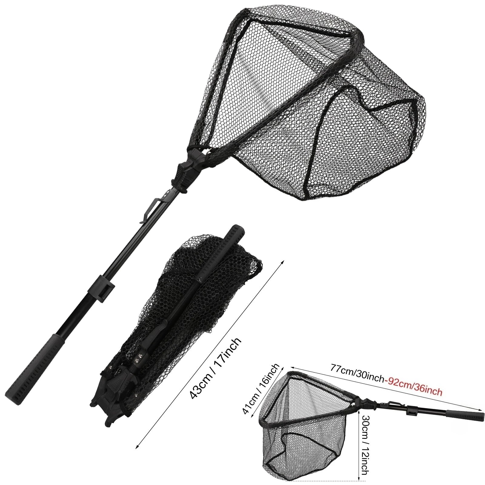 Retractable Landing Net Folding 1.9m/1.5m/1.3m Telescopic Fishing Net Outdoor Sea Mesh Portable Hand Dip Net For Carp Fly Fun