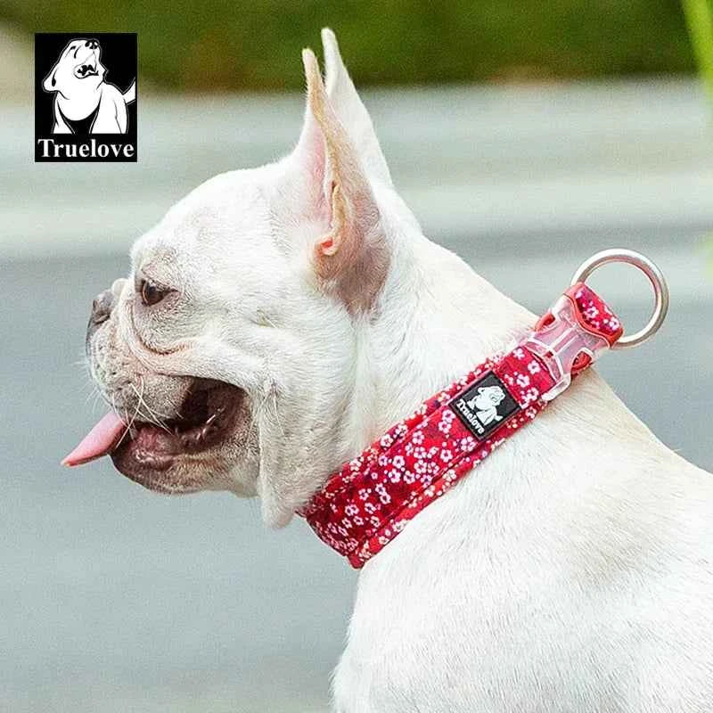 Truelove Pet Dog Collar with Three Adjustable Buckle Soft Comfortable Cotton Floral Pattern Resistant to Pull TLC5273