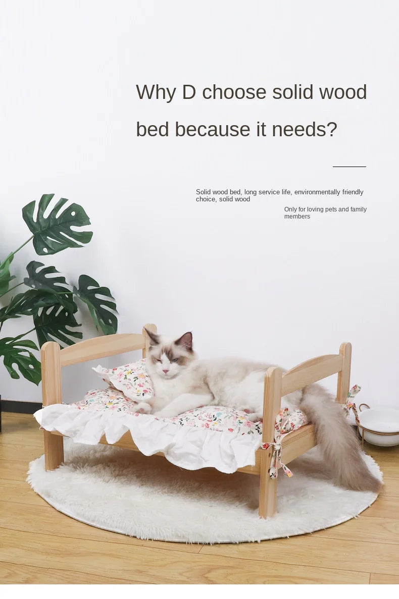 summer and winter four-season universal floor-standing wooden removable and washable princess bed cat bed - Play Paws Toys