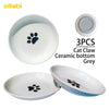 Oitabi 3PCS No Spill Cat Bowls Sets, Cat Food Bowl, Anti Whisker Fatigue Ceramic Cat Dishes Set, Shallow Wide Kitten Plates - Play Paws Toys