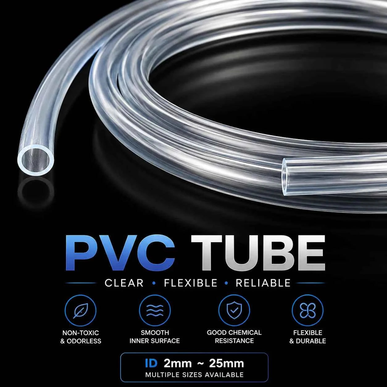 1/2/3/5M Inner Diameter 2mm~25mm Transparent PVC Pipe, Versatile for Ventilation and Water Supply in Household Appliances