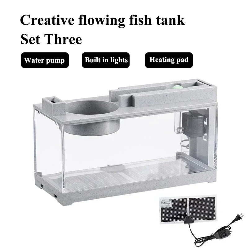 Micro Landscape Fish Tank Home Silent Water Flow Aquarium Desktop Ornament Creative Imitation Stone Landscaping Fish Tank Filter