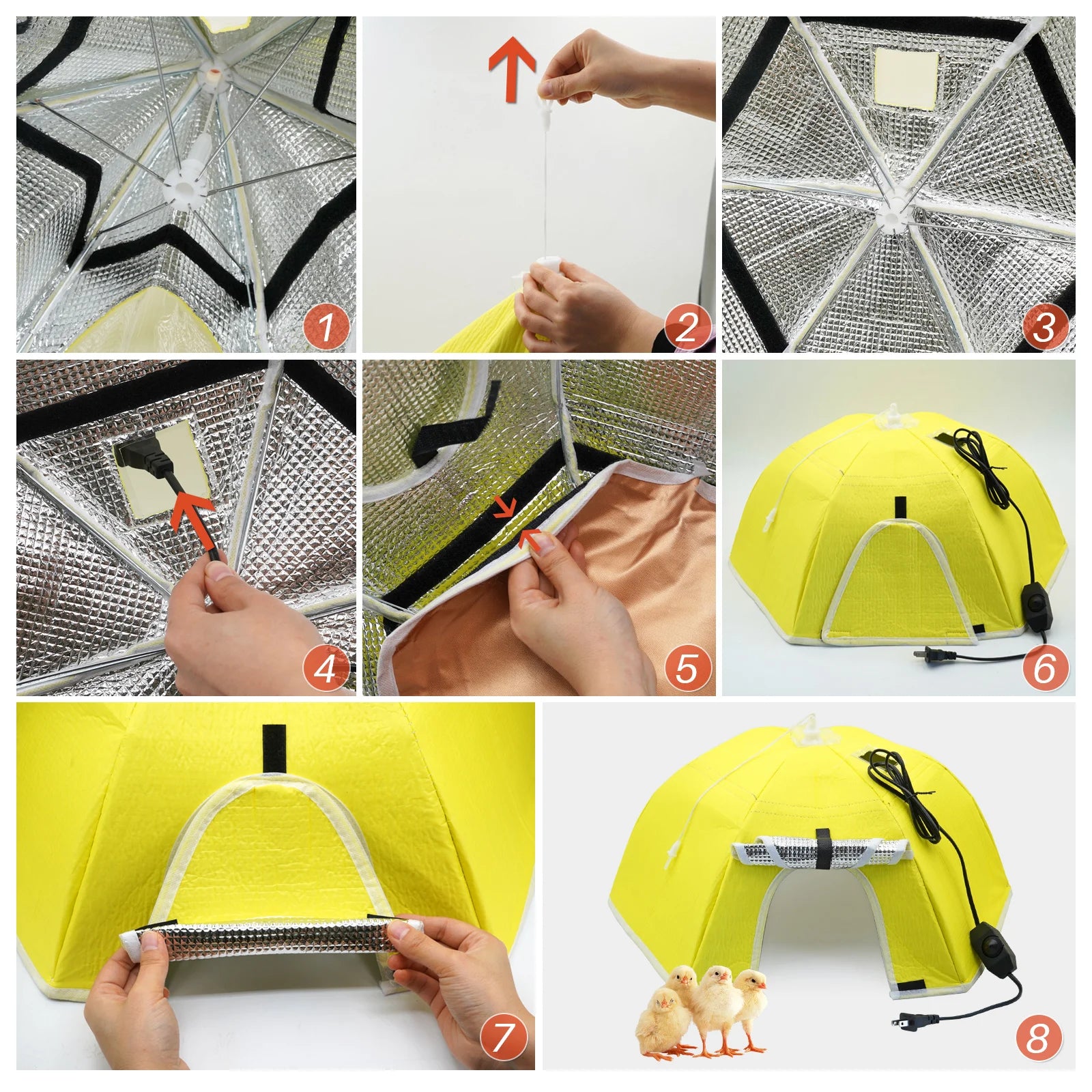 Electric Chick Brooder Heating Cover Chick Cage Heater Chicken Warmer Easy To Install Convenient Time-saving 110V/220V Pet Tools