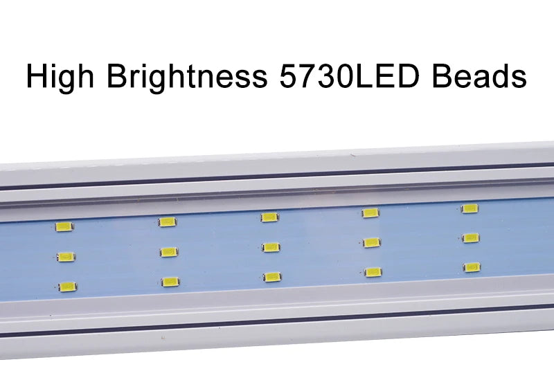 Aquarium LED Light Super Slim Fish Tank Aquatic Plant Grow Lighting Waterproof Bright Clip Lamp Blue LED 18-72cm for Plants 220v
